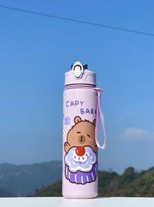1 New Type Of Summer Water Bottle With Cartoon Animal Patterns For Boys And Girls, Suitable For Kindergartens And Young Children. 1 Cute Cartoon Sports Water Bottle - 800 Ml, Straw Cup, With Handle, Leak-Proof, Shock-Resistant, Portable - Suitable For Travel, Outdoor Activities, Students' Use - Suitable For Children's Day, Graduation Season, The Best Gift For Children