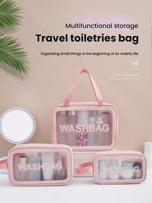 3 件套旅行洗漱包 - PVC 防水化妆包，化妆品收纳整理袋，适用于化妆品、护肤品、珠宝、文具、电子产品和其他日常用品返校 - 彩色 - 查看 4