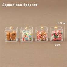 4 قطعة/ مجموعة صندوق هدية مع شكل حلوى صغيرة، ديكورات متعلقة بالمنظر للدمى، اكسسوارات للتصوير الفوتوغرافي - متعدد الألوان - مشاهدة 12