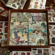 1 Pack Of 10 Pcs Classic Manor Series Sticker Book, 3 Material Types, Self-Adhesive Reusable Vintage Aesthetic Planner & DIY Decoration, Back To School