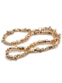 Contas espaçadoras soltas de hematita natural em formato irregular banhadas a ouro 14K para fazer joias, encontrar pulseiras, colares e brincos lindos faça você mesmo