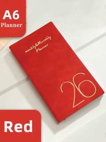 1pc/A6/2026 Planner, Portable Schedule Book, 365 Days Time Management Notebook, Weekly Planner, Daily Planner, Diary, Back To School, School Supplies, 2025-2026 Agenda