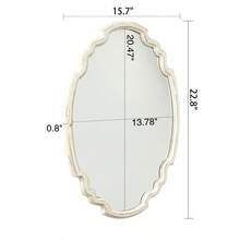 Hanging Rustic Distressed White Oval Mirrors For Wall Decor, Vintage Wood Oval Bathroom Mirror, 16.9" X 1" X 23.6" - Multicolor - View 4