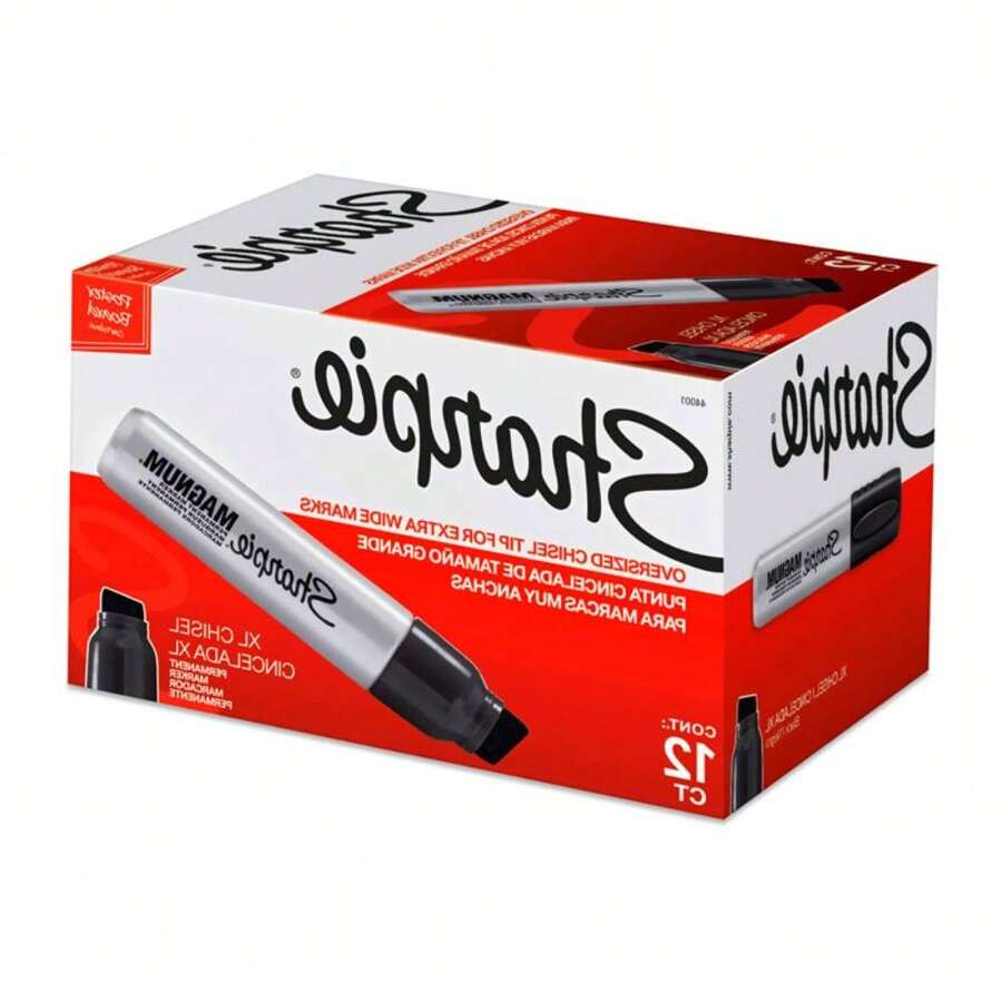 Bulk Black  Markers - SHARPIE Magnum Extra Bold Art Supplies For Industrial Use - Box Of 12 High-Performance Markers