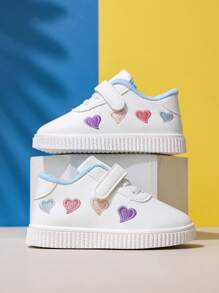 1 Pair Infant Fashionable Lightweight White Shoes, Children's Versatile Heart-Shaped Casual Soft-Sole Comfortable Sneakers