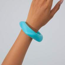 1 pieza Brazalete geométrico exagerado retro, semitraslúcido, de resina de colores para mujeres