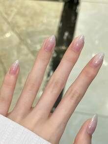 54 件简约风格夏季美甲套装，适合女孩日常佩戴，全覆盖按压式指甲，包括裸色和乳白色渐变杏仁形手指甲和脚趾甲、甜美果冻凝胶指甲贴和缓冲块指甲用品指甲 - 彩色 - 查看 8