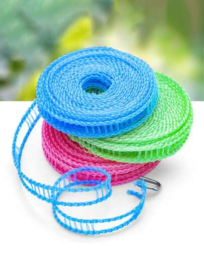 1pc 3 Meters, 5 Meters, 10 Meters, Pink, Blue, Green Anti Slip And Windproof Clothesline, Thickened Color Bag, Fence Style Clothesline, Quilt Clothesline, Outdoor Travel Clothesline