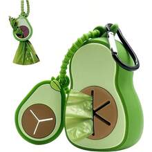 Cute Avocado Shaped Dog Poop Bag Dispenser With Matching Avocado Poop Bag Holder, Suitable For Leash Harness Walking Outdoor