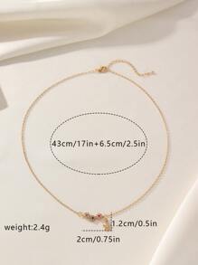 1 pieza Collar colgante de mujer sencillo y versátil con decoración de flor de circonia colorida incrustada en aleación de cobre, adecuado para uso diario, fiesta, regalo