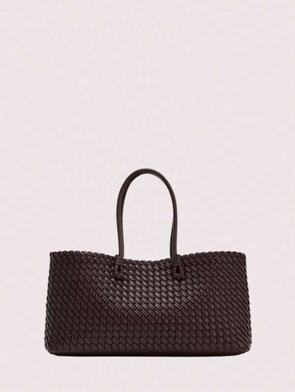 Bolsa de Ombro Elegante Trançada - Bolsa Feminina de Grande Capacidade, Bolsa Multiuso para Transporte e Compras, Bolsa Estendida (Novo Modelo), Bolsa Trançada de Luxo Ideal como Presente de Natal