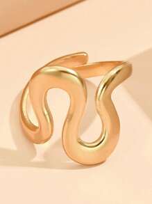 Anéis banhados a ouro em formato de cobra para mulheres, anel de personalidade oval oco de aço inoxidável, joia feminina de luxo à prova d'água, novos anéis abertos de metal exagerado irregulares e femininos, elegante anel de pérola falsa barroca, acessórios de joia