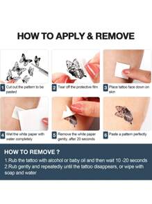 2pcs Temporary Tattoo Stickers, Featuring A Red Butterfly And Rose Design. Waterproof Temporary Tattoo Stickers, Suitable For Women's Legs, Arms And Feet. Easy To Use And Remove Temporary Tattoos, Perfect For Women's Body Art Fake Tattoos.