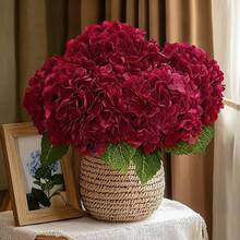 MARTINE MALL 3Pcs 21in Hydrangea Artificial Flowers, Latex Real Touch Hydrangeas Lifelike Large Hydrangea Flowers For Home Decor Party Arrangements Wedding Bouquets Centerpieces (Blue) - Burgundy - View 4