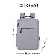 Mochila Escolar Resistente Unissex Bolsa De Festa Minimalista Impermeável com USB - Preto - Visão 8