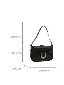 A New Retro Fashion Underarm Bag For Fall And Winter Season, Hardware Belt Buckle Decoration, Flap Opening, Adjustable Shoulder Strap, Small Capacity, Lightweight Extremely Simple Shoulder Bag. Suitable For Women's Daily L