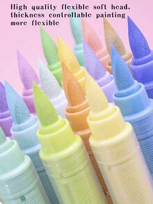1 bungkus 12 Warna Pena Gambar Seni Profesional Lembut Pena Spidol Akrilik Cair Children's Direct untuk Siswa Ujung Spidol Tahan Air, Hari Pertama Sekolah - MultiWarna - View 11