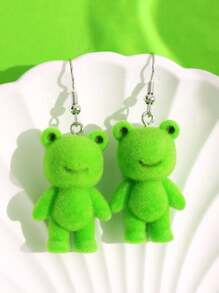 1 Pair Fashionable, Exquisite, Cute, Lively, Fun, Personalized, Versatile Cartoon Frog Dangle Earrings For Women, Suitable For Daily, Commute, Festivals, Holidays
