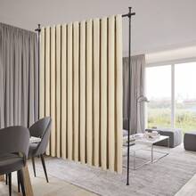 Hole-Free Double Curtain Divider Stand - Expandable Curtain Stand Curtain Rod Room Divider Freestanding Vertical Tension Stand Extendable Vertical Curtain Rod