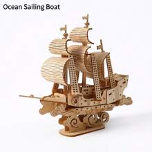 1 szt. 3D Kreatywność Ocean Żaglowiec Puzzle, DIY Ocean Theme Drewniany Model Puzzle - 3D Żaglowiec Łamigłówka, Odpowiednie dla Hobbystów I Kolekcjonerów, Ocean Decor | Żywy Wyświetlacz | Angażująca Aktywność DIY, Model Statek Puzzle Z 82 Elementami, Poziom Trudności 3 Gwiazdki, Lepsze Z Klejem, Wystrój Domu