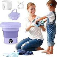 Mini Lavadora Plegable Portatil Color Violeta Antibacterial 8l ,lavadora Portátil De Ropa, Lavadora Pequeña Limpieza Profunda, Lavadora Con Centrifugado Adecuado Para Apartamento, Hogar, Dormitorios - Tipo de Enchufe A USA (110-127V) - Ver 3