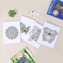 Livros de Colorir Hardcover com Padrões de Animais Mandala em Espiral e Desenhos Relaxantes para Colorir para Adultos 20 Folhas, Volta às Aulas, Materiais Escolares