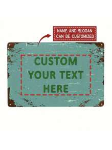 1pc Customized Name Or Text Metal Sign, Personalized Vintage Metal Sign Text Logo For Country And Outdoor Commercial Use