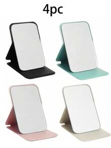 1pc Foldable Mini Makeup Mirror, Portable PU Leather, Women's Makeup Mirror, Daily Use Student Dormitory Desktop Standing Makeup Mirror - Elegant Design Holiday Gift