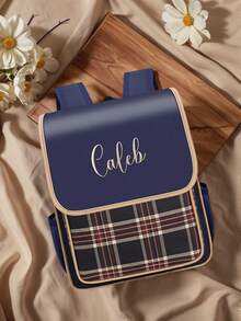 Personalized Customized Children's Backpack, Customized Children's Embroidered Large-Capacity Backpack, Commuter Backpack That Is Both Good-Looking And Dirt-Resistant, With A Fashionable British Style Design Suitable For Travel,Commuting,Back To School.(Size Suitable For 3-6Y) - 彩色 - 查看 3