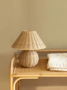 قطعة واحدة مصباح طاولة مصنوع يدويًا من الخيزران والخشب، مصباح بطراز كلاسيكي، مصباح سرير بلمسات خشبية نوردية، مناسب للإقامة المنزلية، غرفة الطعام، التخييم، مصباح أجواء ضوء دافئ