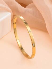 3pcs 18K Gold Plated Stainless Steel Four-Leaf & Three-Leaf Clover Bangle Bracelets, Suitable For Women's Party, Daily Wear, European & American Style, Personalized, Generous, Luxury Cubic Zirconia Wristband, Wedding Jewelry Set, Gift For Girls, Women, Relatives, Friends, Beautiful Wedding, Birthday, Valentine's Day, Mother's Day - Silver 2 - View 7