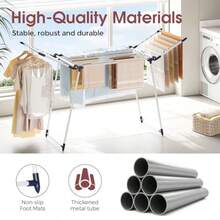 Clothes Drying Rack Foldable Large Drying Rack Clothing Winged Laundry Rack Folding Indoor Outdoor Metal Clothes Airer For Bedding Towel Sweater Heavy Duty 68.9 X 23.6 X 41.3 White - 白色 - 查看 6