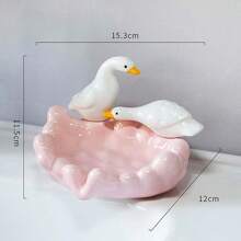 1pc Ceramics Duck Soap Box Cartoon Soap Dish Pearl Shell Drainable Soap Holder Soap Container Soap Dish For Tray Bathroom Accessories Shower & Bathtub