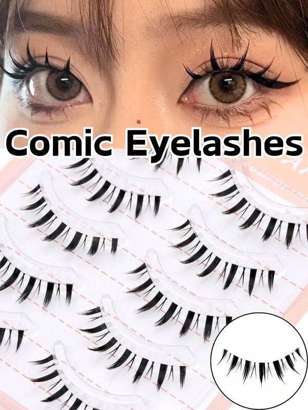 5 Pairs Cross-Lashed False Eyelashes, Soft Lightweight False Eyelashes Comic False Eyelashes Three-Dimensional Curling Thick False Eyelashes, Reusable And Natural-Looking, Soft And Lightweight, Perfect For Cosplay, Daily Use, And Travel