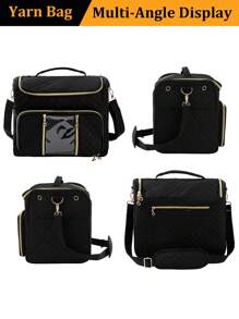 1 Stück einfarbiger gestrickter Aufbewahrungsbeutel, moderner Polyester Haushaltsorganizer Beutel mit großer Kapazität, tragbare Outdoor Reise Handtasche, Aufbewahrung für Nähzubehör, geeignet für Näh- und Strick Hobbys und Anfänger