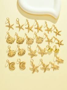 1 paire / 5 paires de boucles d'oreilles vintage en forme d'étoile de mer et de coquillage, plaquées or en acier inoxydable. Conviennent pour un port quotidien, une fête de plage, des vacances, un usage quotidien. Excellent cadeau pour les amis