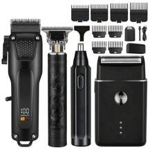 4pcs Men's Hair Clipper Set - Professional USB Rechargeable Grooming Kit With Nose Trimmer, Electric Shaver, Detail Trimmer, Ideal Father's Day Gift, All Support USB Charging, Equipped With Limit Combs, Valentine's Day Gift