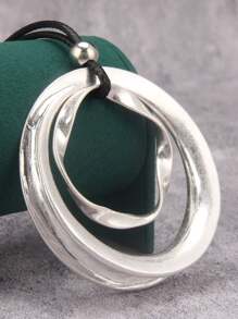 1 pieza Pendiente grande de aro retorcido minimalista exagerado de moda, collar largo unisex vintage de hip-hop con cuentas de , bronce y plata, regalo de pareja, regalo de joyería