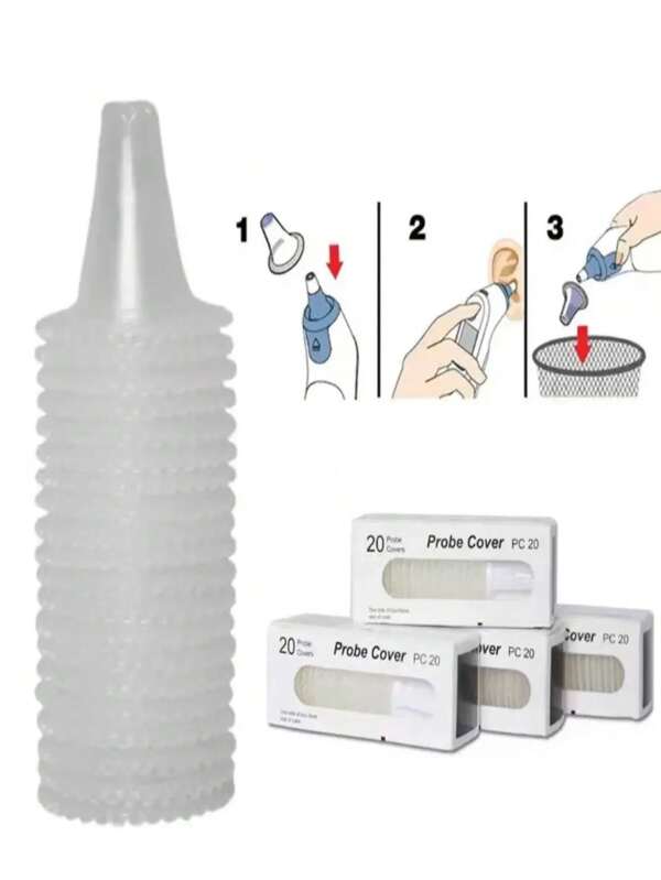 1 Box Of 20pcs/5 Boxes Of 100pcs Universal Ear Thermometer High-Quality Ear Thermometer Earmuff The Manufacturer Specializes In The Production Of Ear Thermometer Ear Thermometer Disposable Ear Thermometer