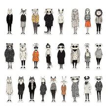 50张复古动物贴纸，适用于笔记本电脑、手机和滑板，自粘式 - 彩色 - 查看 2