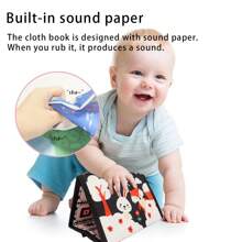1 pièce Miroir bébé Jouets pour nourrissons 0-6 mois, développement cérébral avec livre en tissu froissé, jouets bébé haute contraste 6-18 mois garçons filles activité sensorielle tummy time