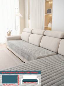 1 pièce Housse de canapé sectionnel antidérapante et lavable Veet pour canapés en L à 3 coussins avec design matelassé, fermeture magnétique et protection pour animaux de compagnie - Housse de canapé grise en peluche