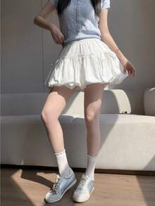 [Korean Fashion, Fall/Winter Clothing] Women's Fall Bottoms: Ribbon Mini Skirt, Pleated Scarf Skirt, Mini, Comfortable Silhouette, Office Casual Dress, Commuting/Everyday Series. Available In Sizes S-XXL, There's A Size To Fit Any Height. Order Now And Receive Free Shipping. - 白色 - 查看 9