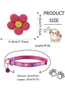 1/3pcs Cute Flower Bells Pet Collar With Leash Clasp, Adjustable Collar For Decorating Pet Cats And Dogs