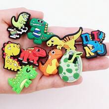 6/31pcs/Set Cartoon Casual PVC Shoe Decoration Dinosaur Shoe Charms For Summer Gift For Man