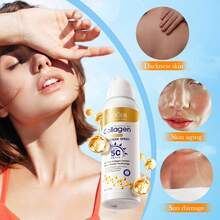 SADOER SPF50 PA+++ 胶原蛋白抗皱美白防晒喷雾，轻盈不油腻，保湿防水，面部防晒，旅行、露营、徒步、登山、户外活动、海滩、夏季护肤的理想之选，送给女性和女孩的礼物（非加压式，手动泵喷头） - 彩色 - 查看 4