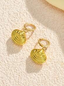 1 paire / 5 paires de boucles d'oreilles vintage en forme d'étoile de mer et de coquillage, plaquées or en acier inoxydable. Conviennent pour un port quotidien, une fête de plage, des vacances, un usage quotidien. Excellent cadeau pour les amis