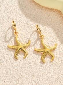 1 paire / 5 paires de boucles d'oreilles vintage en forme d'étoile de mer et de coquillage, plaquées or en acier inoxydable. Conviennent pour un port quotidien, une fête de plage, des vacances, un usage quotidien. Excellent cadeau pour les amis