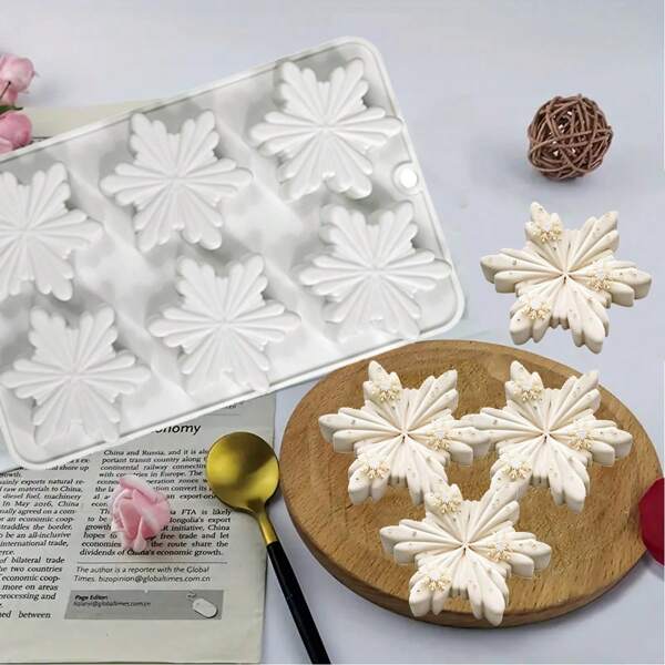 1 pieza Molde de silicona para tarta de mousse de nieve navideña, molde de silicona para chocolate, gelatina, pudín, decoración de hornear de pasteles, decoraciones navideñas, pijamas navideños, regalos navideños, decoración navideña