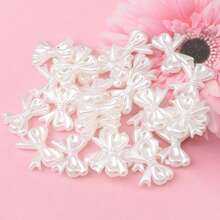 30pcs White Faux Pearl Bow Flat Back Bow Decoration For Phone Case, Fan, Cream Glue, DIY Bracelet, Necklace, Phone Case, Craft